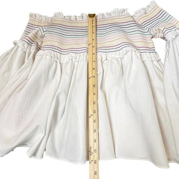 Greyson Top Womens Size M Rainbow Embroidery Off Shoulder Boho Festival Peasant - Picture 10 of 11